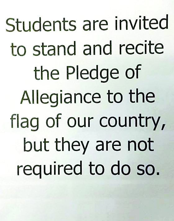 These signs were sent out to area schools last week and must be posted under the American flag in each school district classroom per an agreement with American Atheists and the Santa Rosa County School District. 