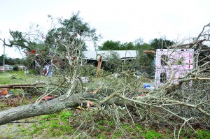 The storm tore through a ranch in Midway, damaging several buildings, equipment and a horse trailer.  (Photo by Mat Pellegrino | SSRN)